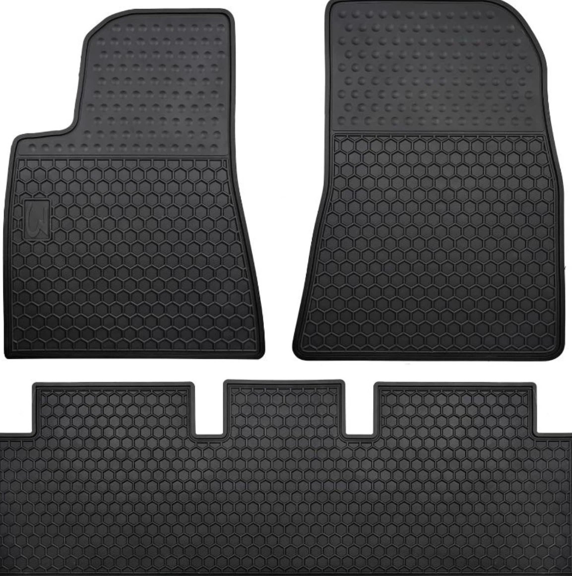 Black Rubber Car Floor Mats 3-Piece Set