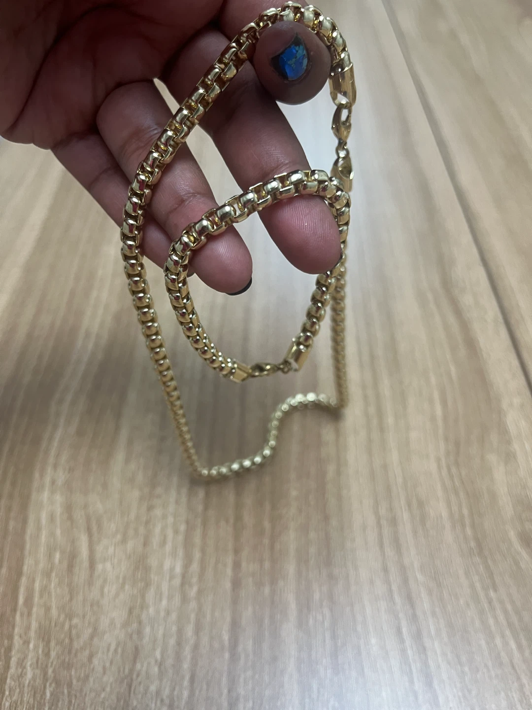Gold-Tone Box Chain Necklace and Bracelet Set - photo 2