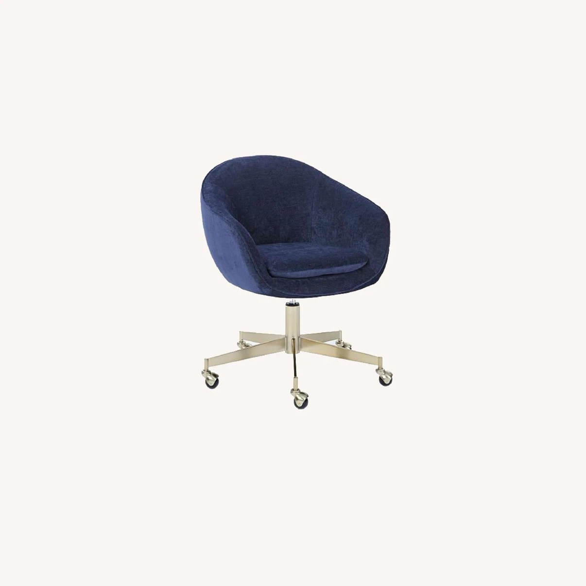 West Elm Navy Blue Velvet Swivel Office Chair with Gold Base