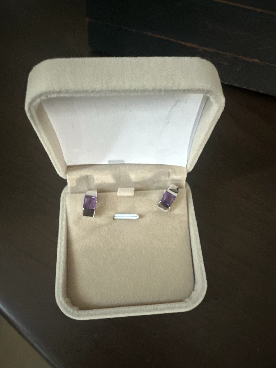 Sterling Silver 925 and Amethyst Hoop Earrings