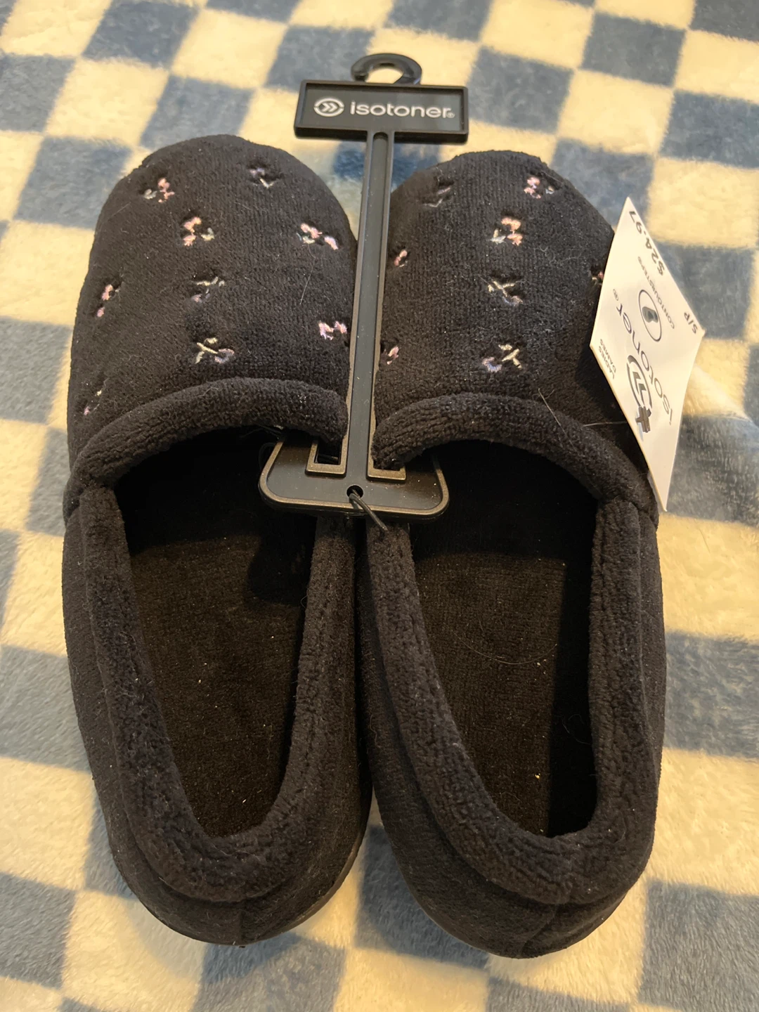 Isotoner Ladies Slippers Black Floral Size S/P - photo 2