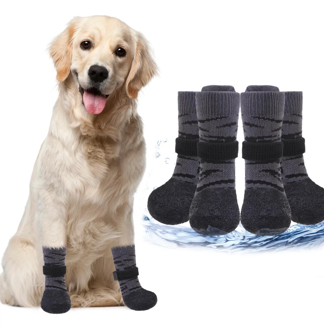 PUPTECK Anti-Slip Dog Boots - Black, XL