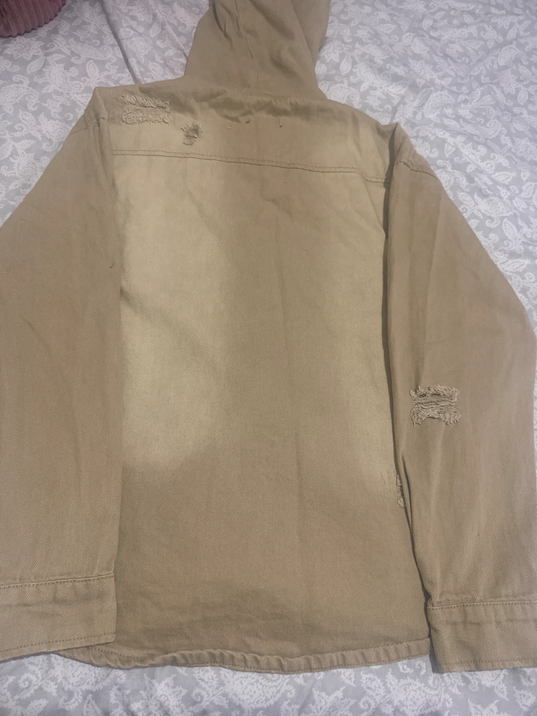 Forever 21 Men's Distressed Hooded Shirt - Tan, Small - photo 5