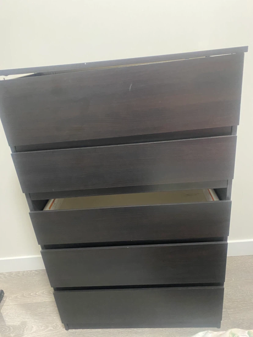 Dark Black  5-Drawer Dresser IKea