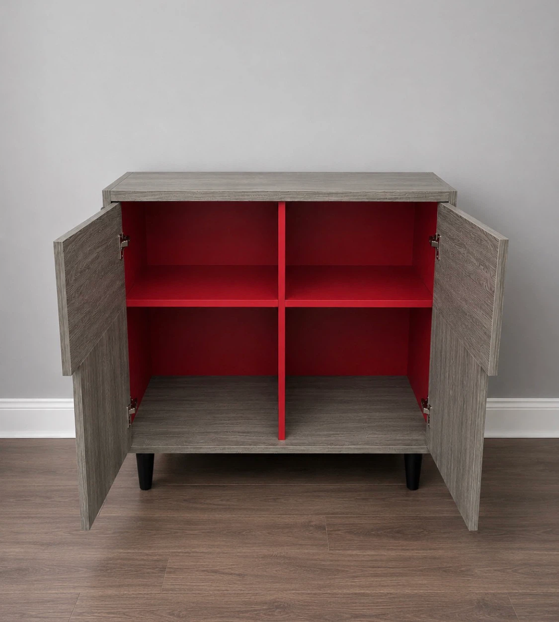 New Gray Storage Accent Cabinet with Red Pop Color - photo 2