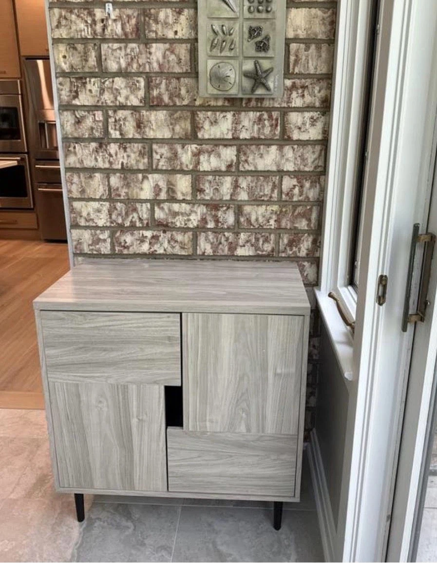 New Gray Storage Accent Cabinet with Red Pop Color - photo 3