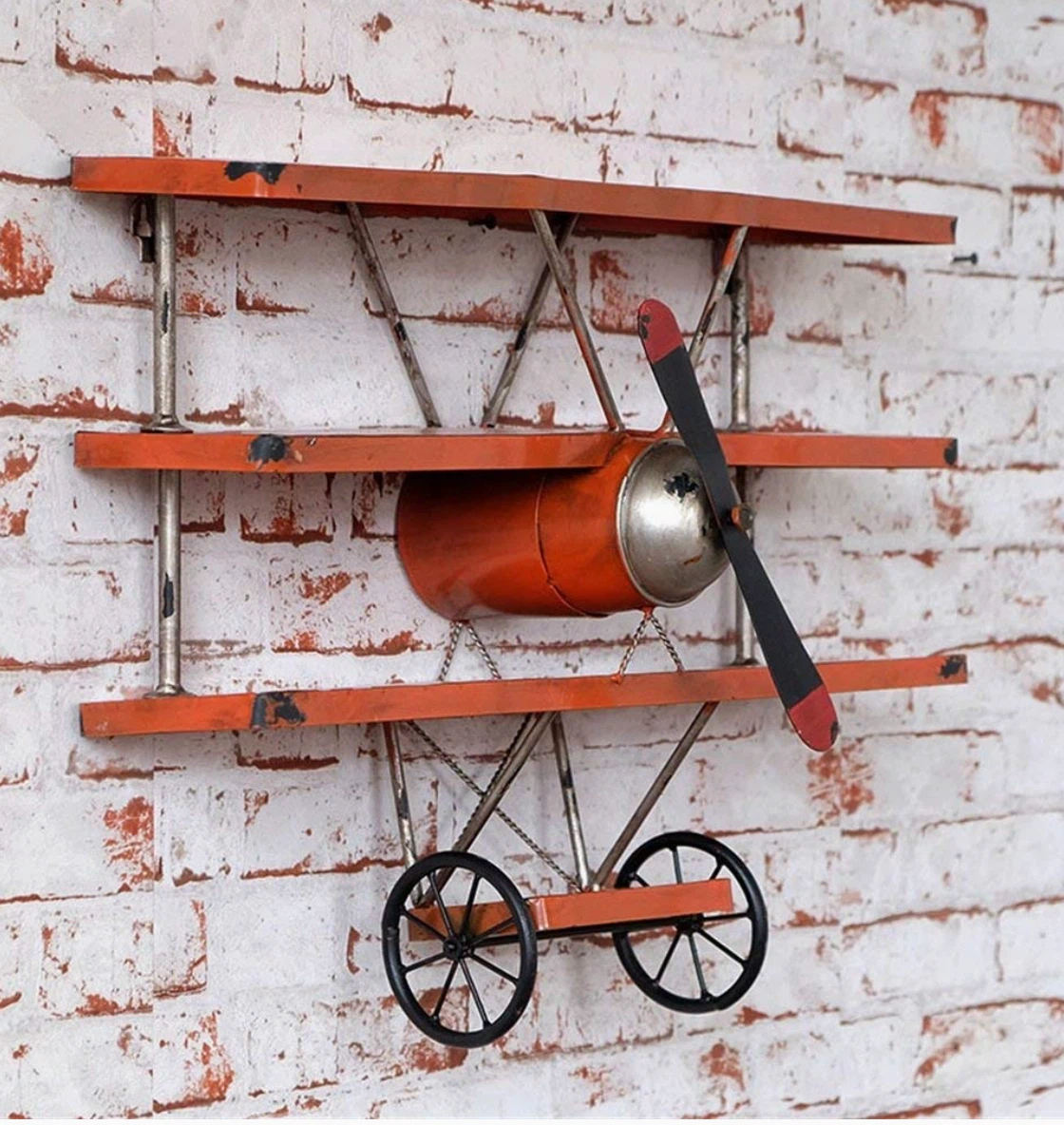 Orange Triplane Model Airplane
