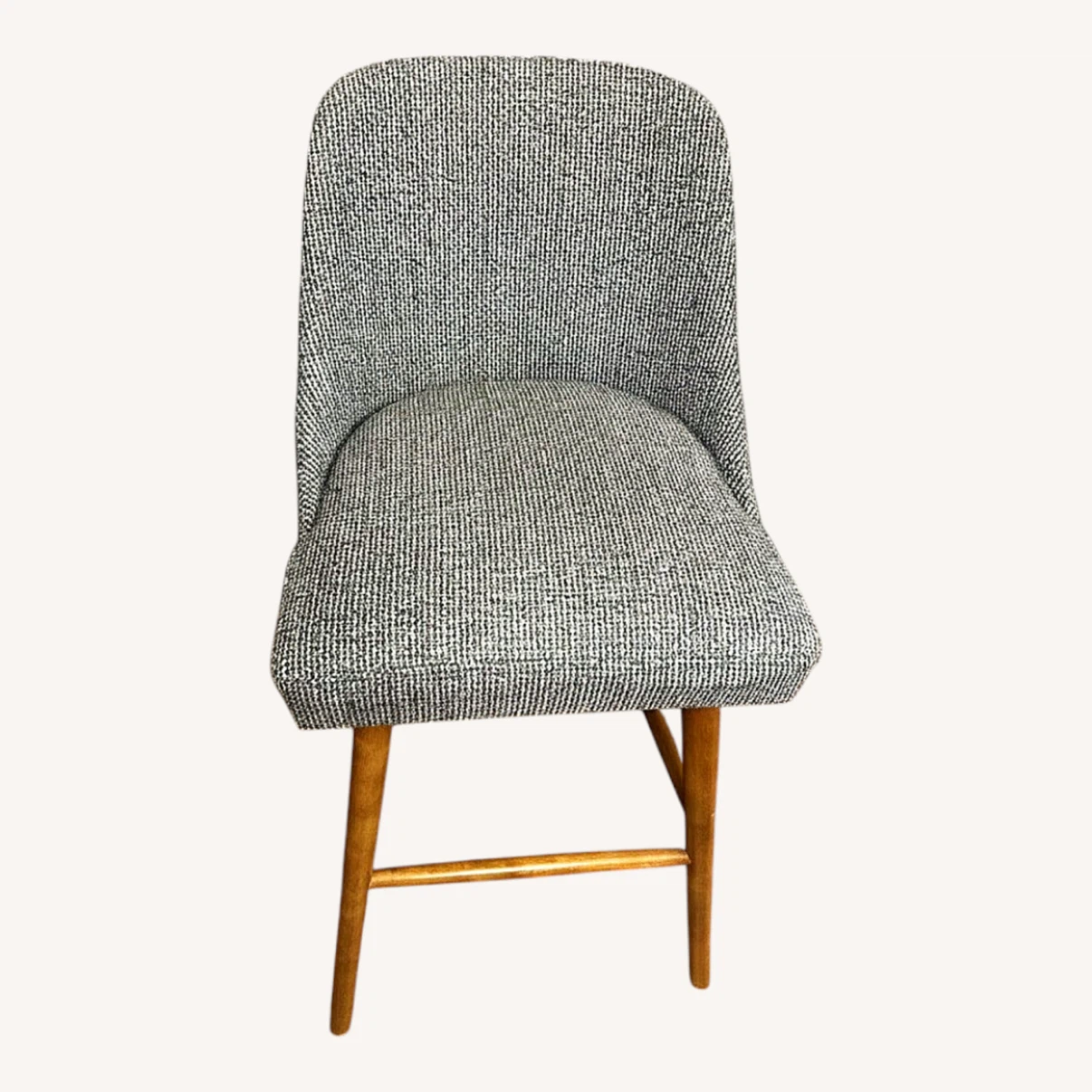 Gray Upholstered Bar Stools with Wooden Legs (Set of 3)