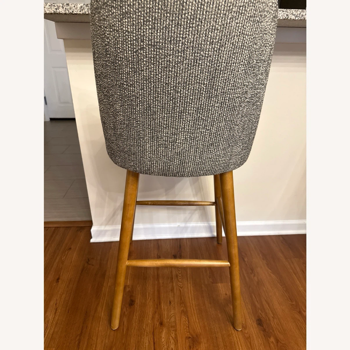 Gray Upholstered Bar Stools with Wooden Legs (Set of 3) - photo 4