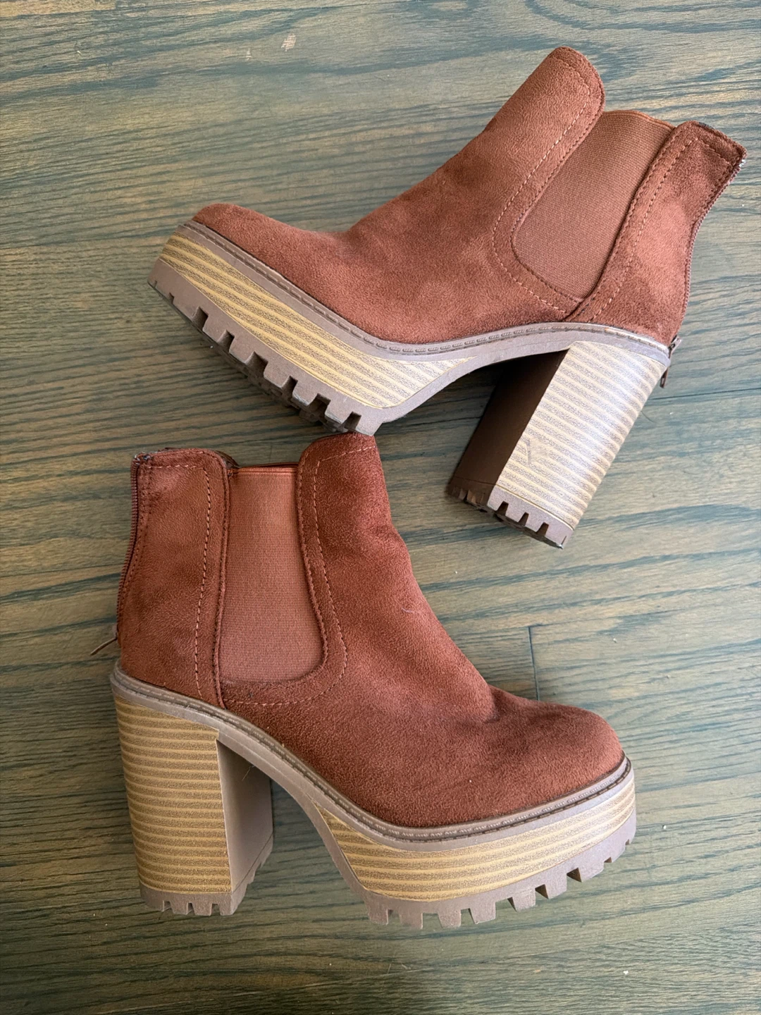 Women's Brown Suede Platform Ankle Boots