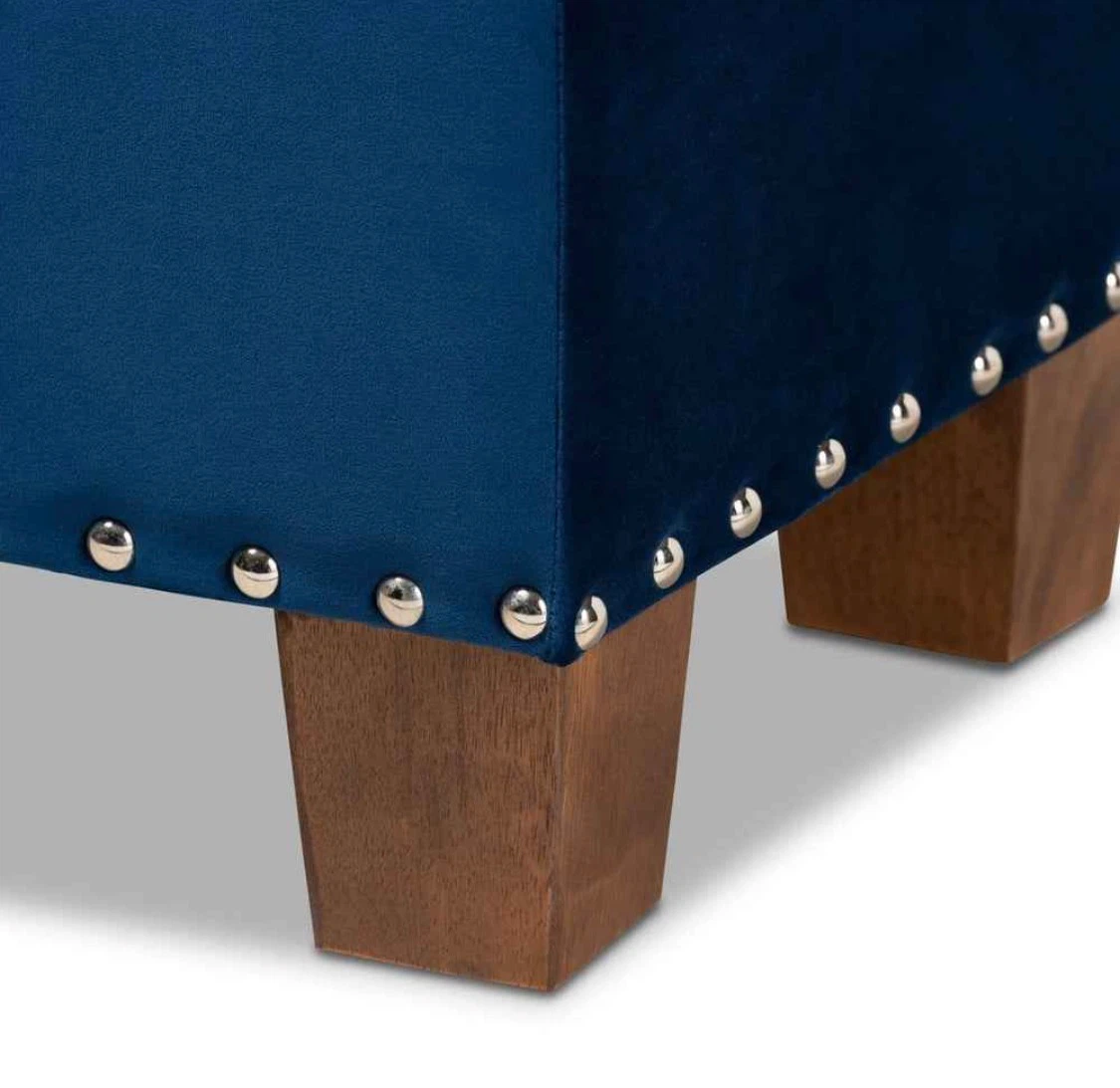 New Blue Storage Accent Ottoman with Nailhead Trim - photo 4