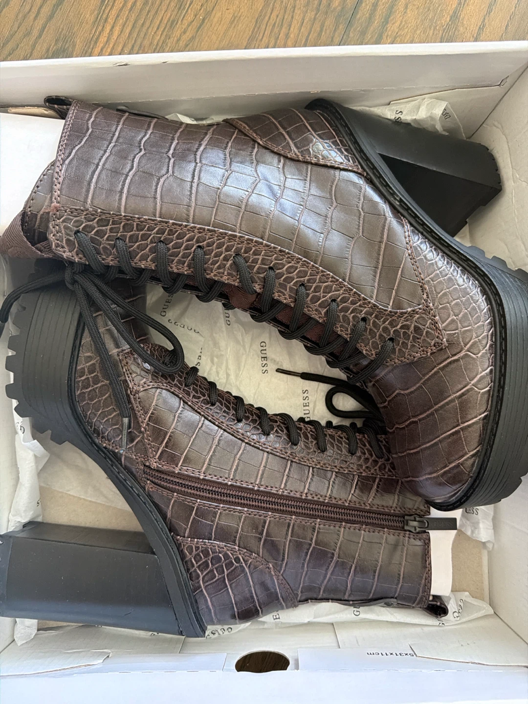 Guess "Crocodile" Embossed Platform Combat Boots