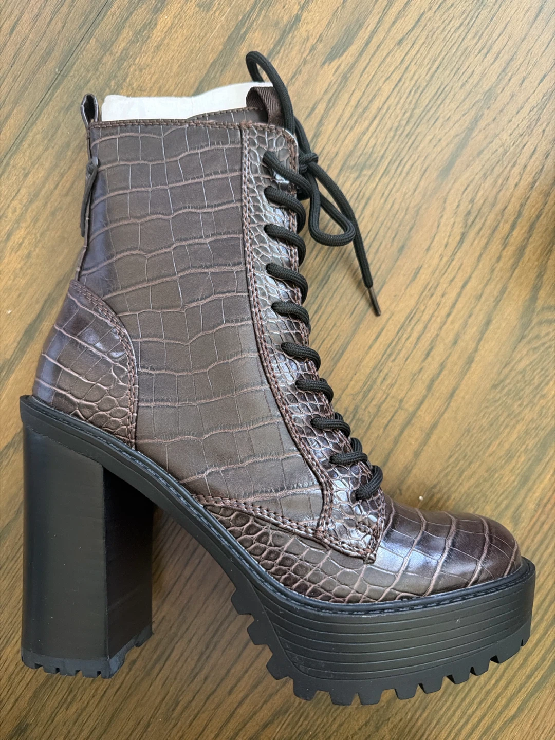 Guess "Crocodile" Embossed Platform Combat Boots - photo 4