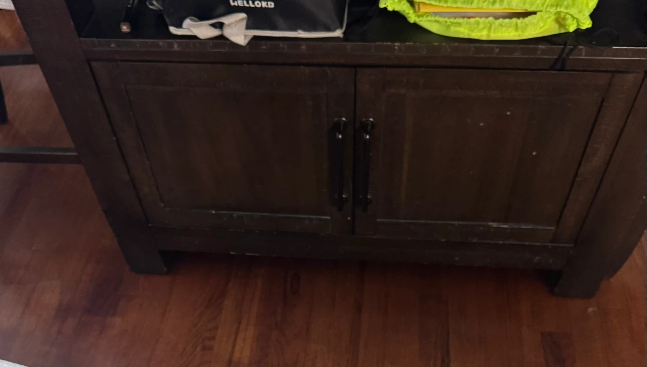 Dark Wood Dining Bench with Storage - photo 2