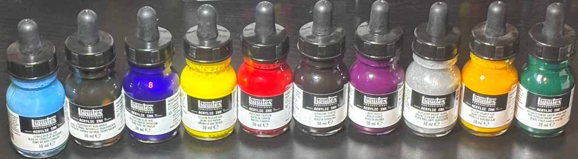 Liquitex Professional Acrylic inks 1oz bottles lot of 10