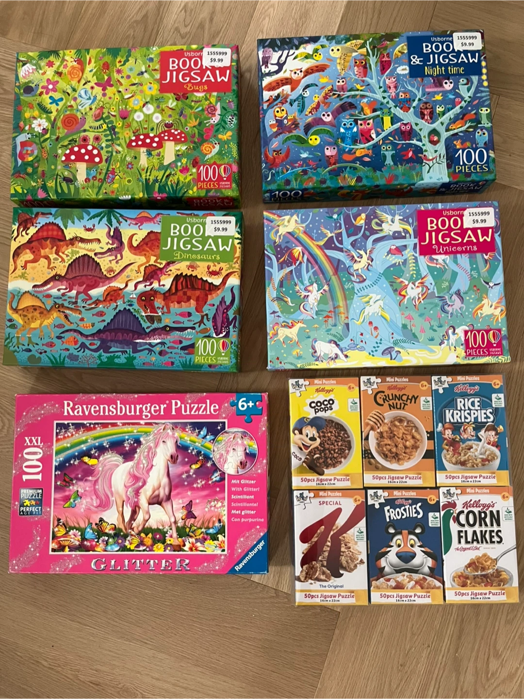 SET OF SIX Usborne & Ravensburger 100 Piece Jigsaw Puzzles