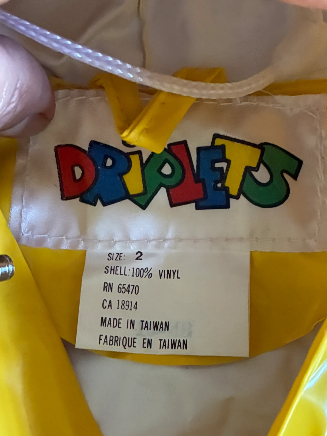 Raincoat child toddler Yellow Kids Toddler Vintage Rain Jacket - photo 3