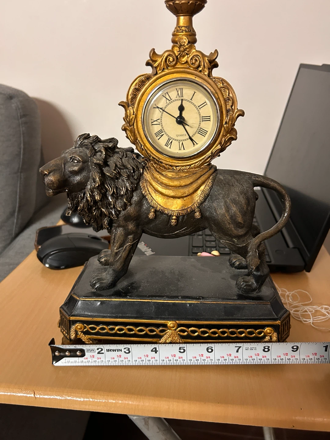 Ornate Lion Mantel Clock - photo 3