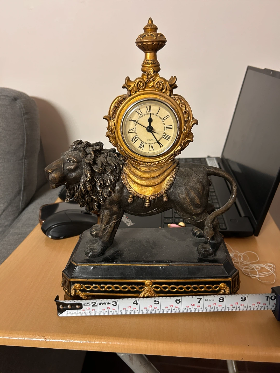 Ornate Lion Mantel Clock - photo 4
