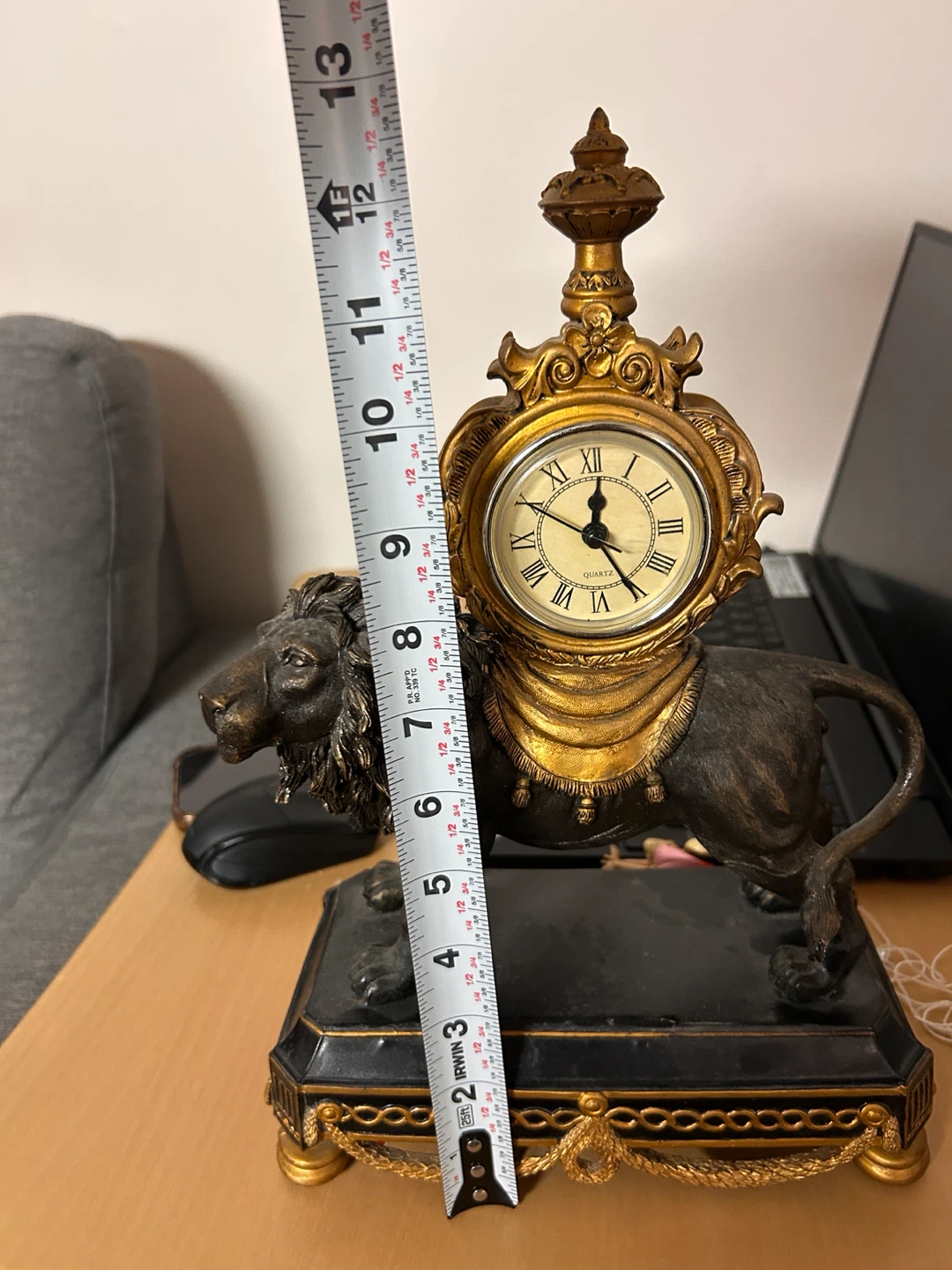 Ornate Lion Mantel Clock - photo 5