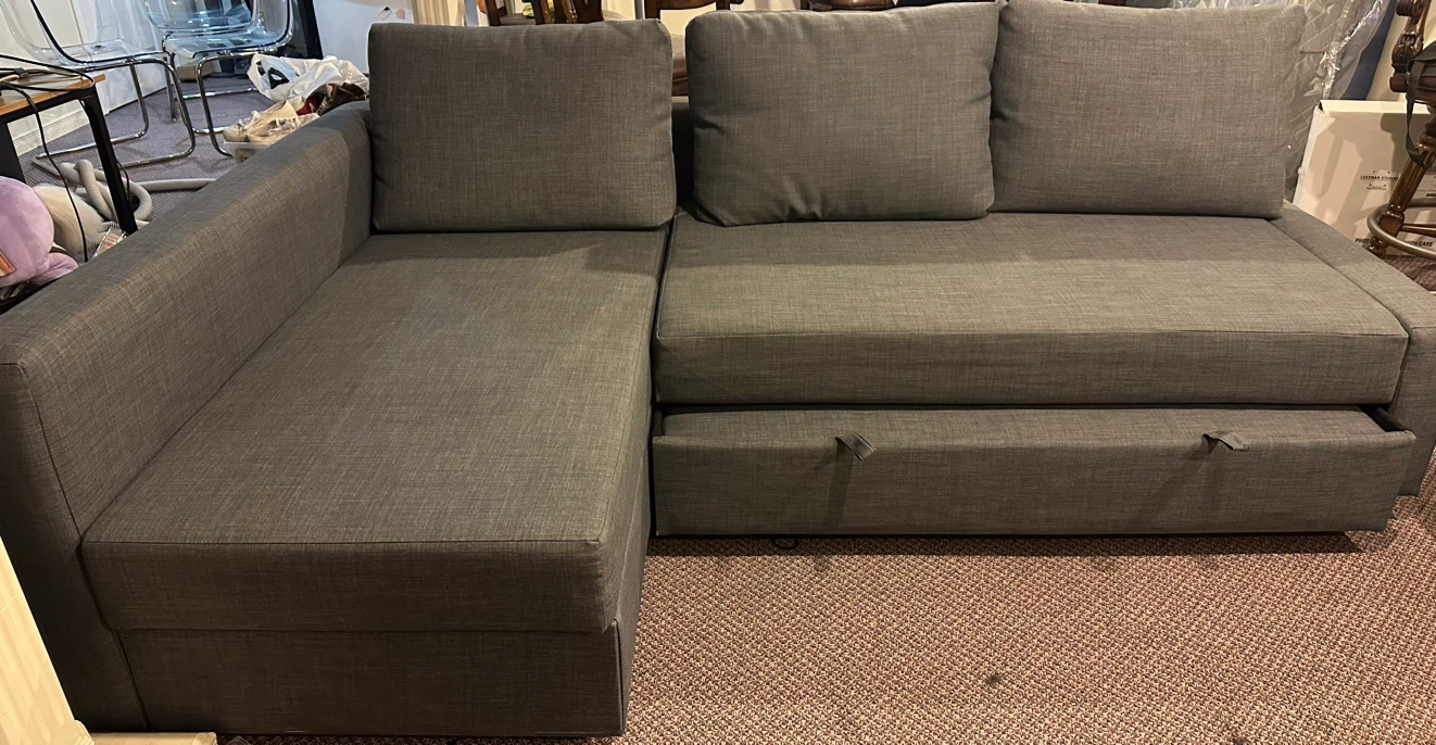 Corner sofa-bed with storage, Skiftebo dark gray - photo 2