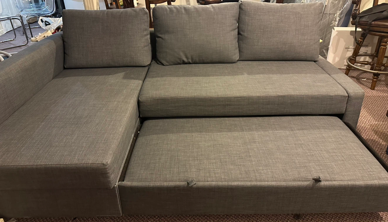 Corner sofa-bed with storage, Skiftebo dark gray - photo 3