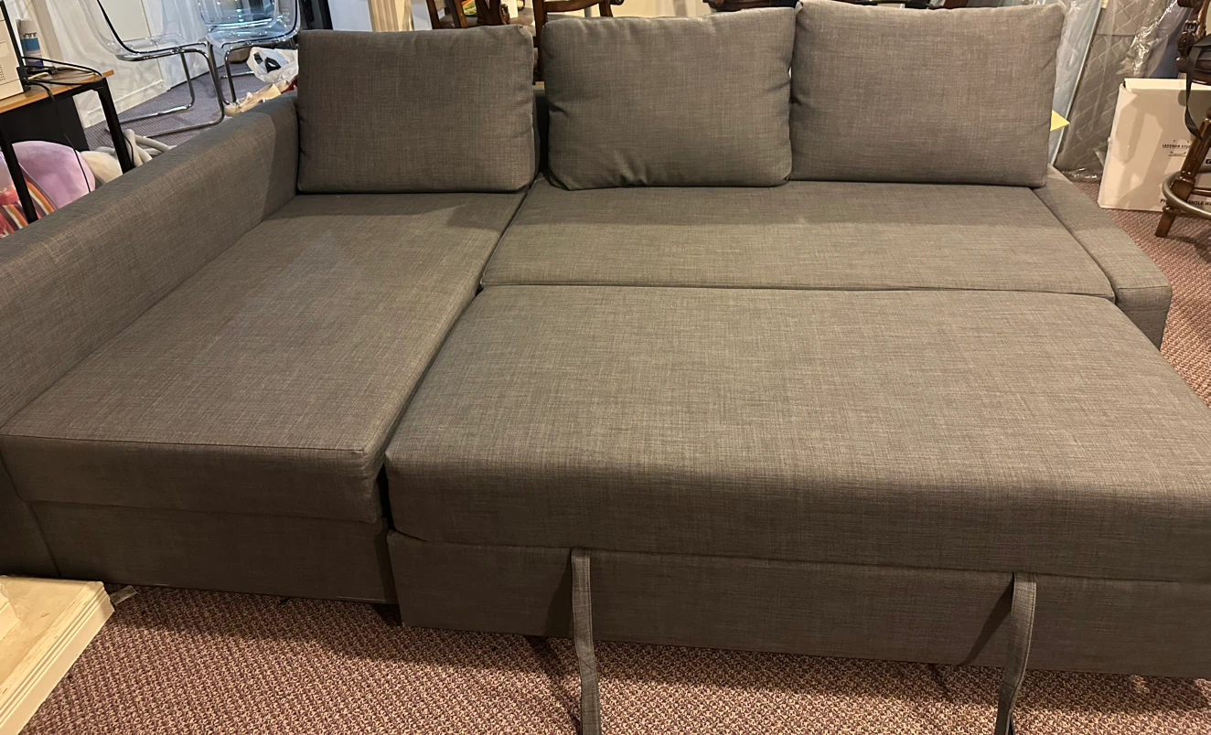 Corner sofa-bed with storage, Skiftebo dark gray - photo 4