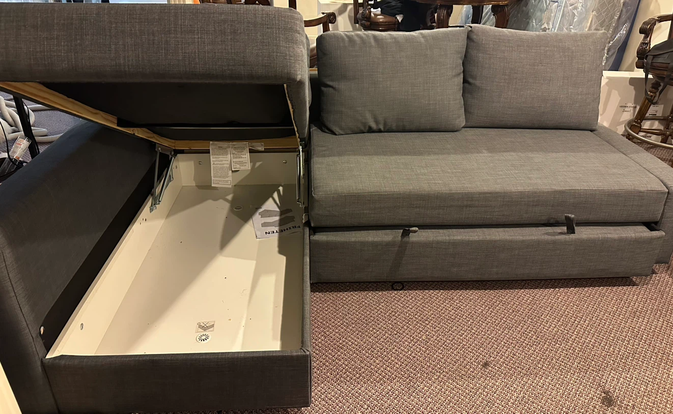 Corner sofa-bed with storage, Skiftebo dark gray - photo 5