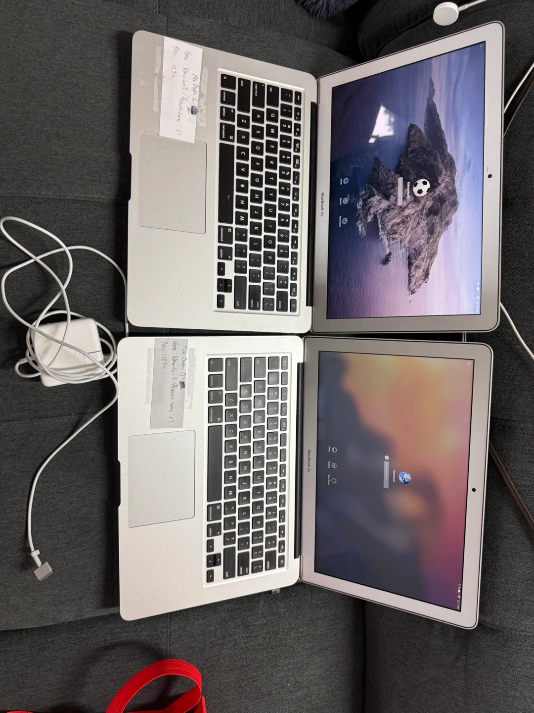 Two Apple MacBook Air laptops