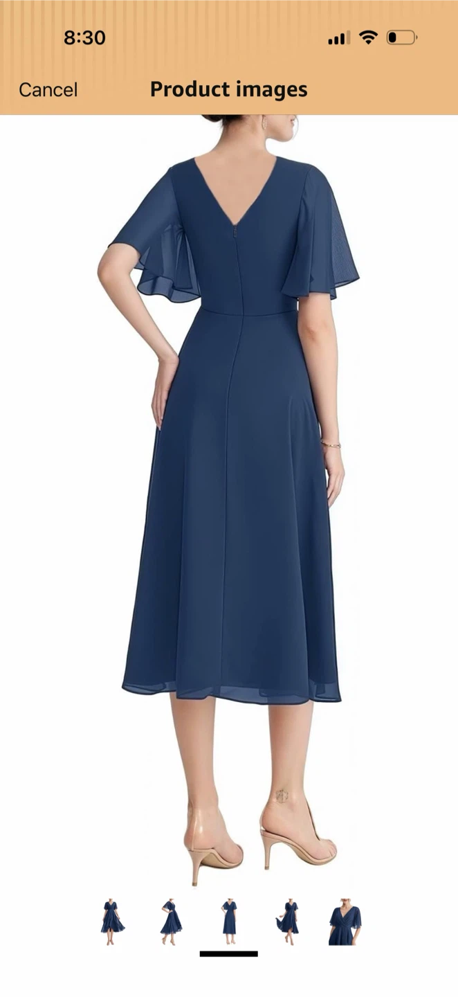 Chiffon Flutter Sleeve V-Neck Midi Dress size large - photo 2