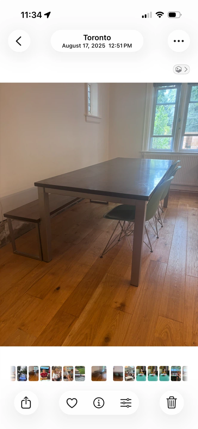 Maple dining table and bench