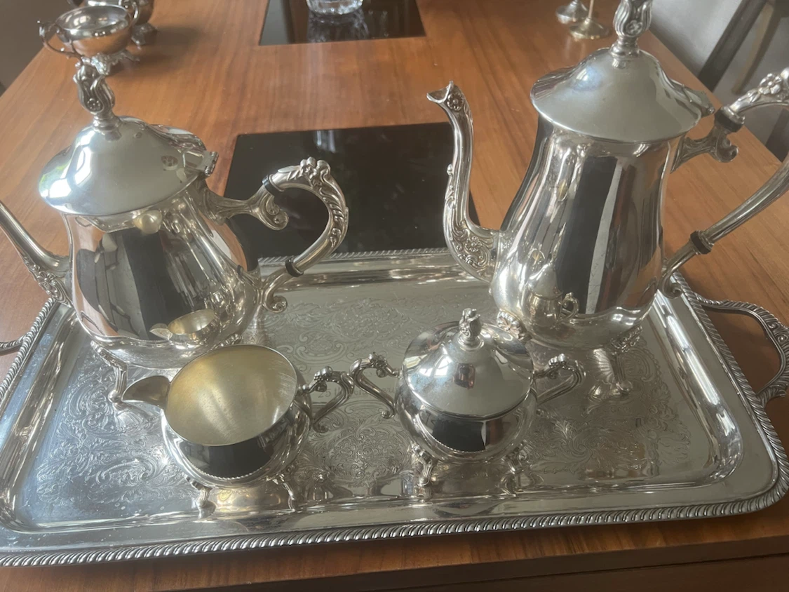 Silver Plated Tea Set with Tray - photo 2