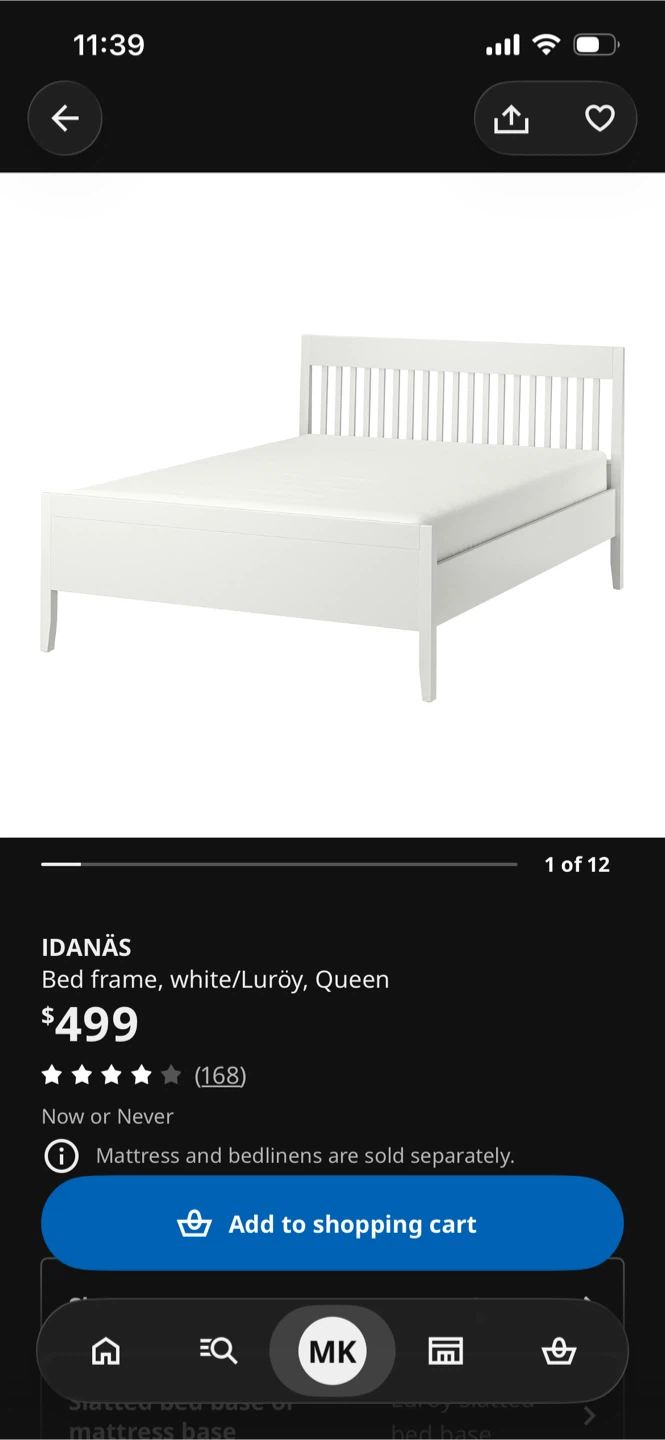 Queen Bed Frame - White - IKEA IDANÄS