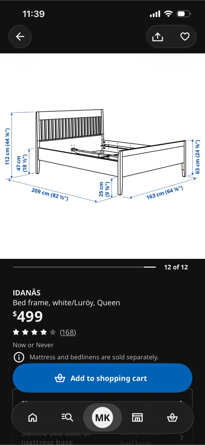 Queen Bed Frame - White - IKEA IDANÄS - photo 3