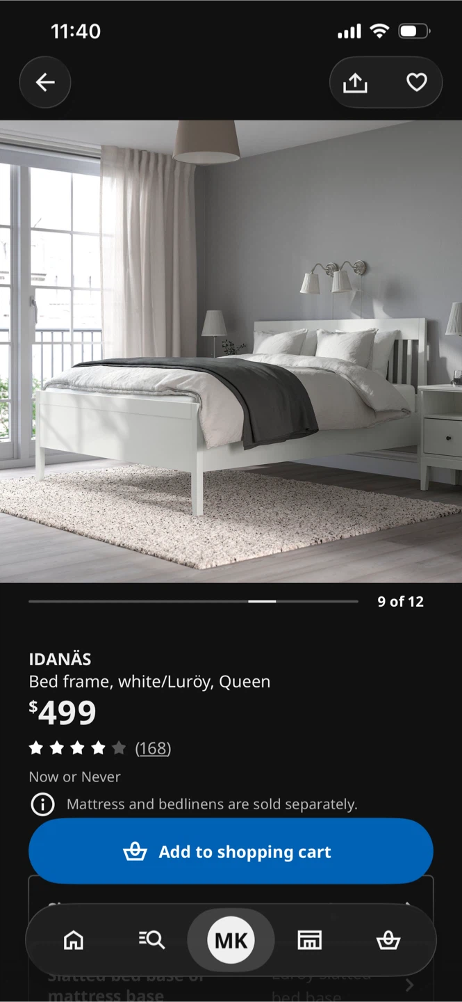 Queen Bed Frame - White - IKEA IDANÄS - photo 4