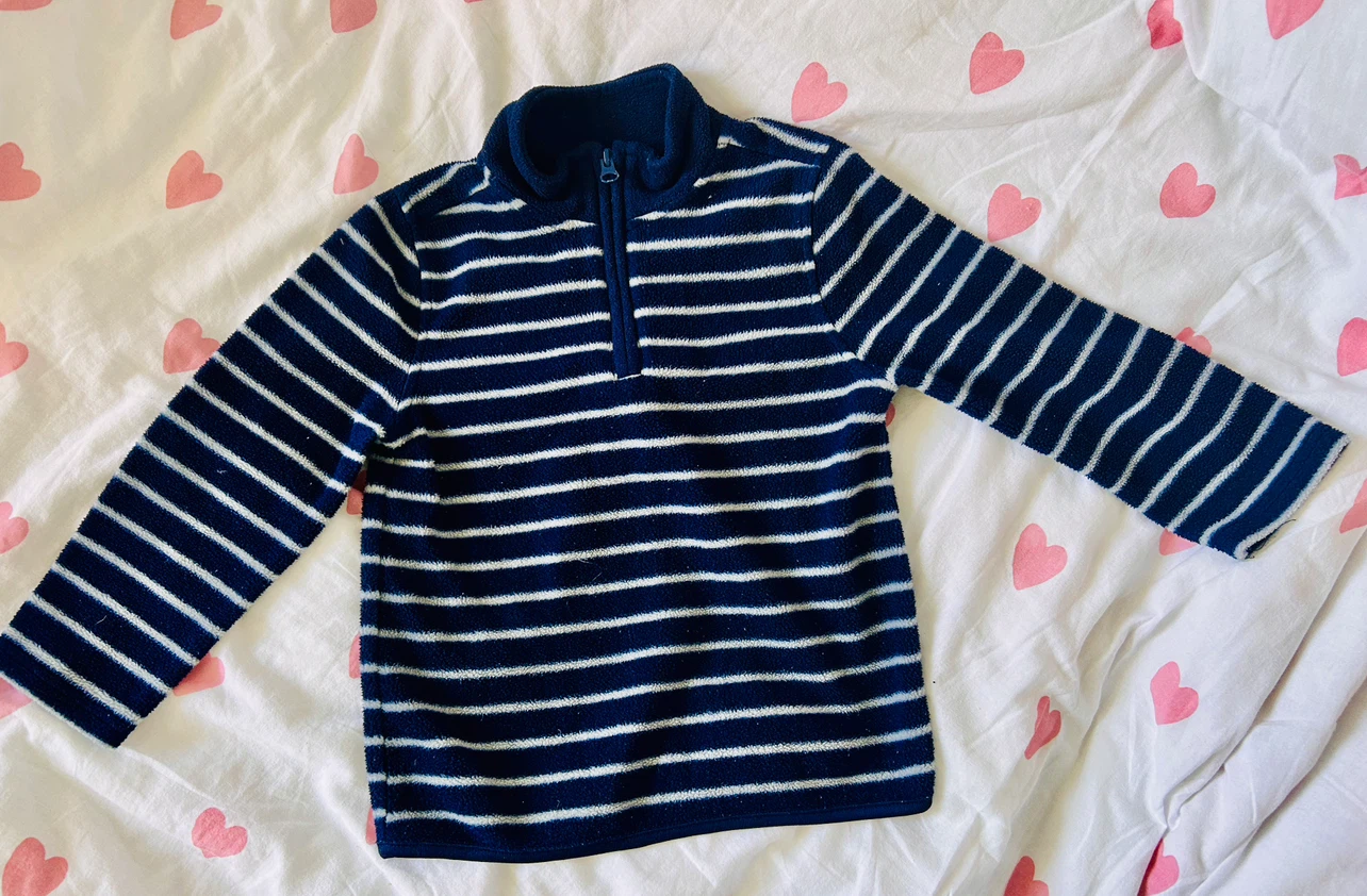 Old Navy Fleece Pullover - Navy/White Stripe