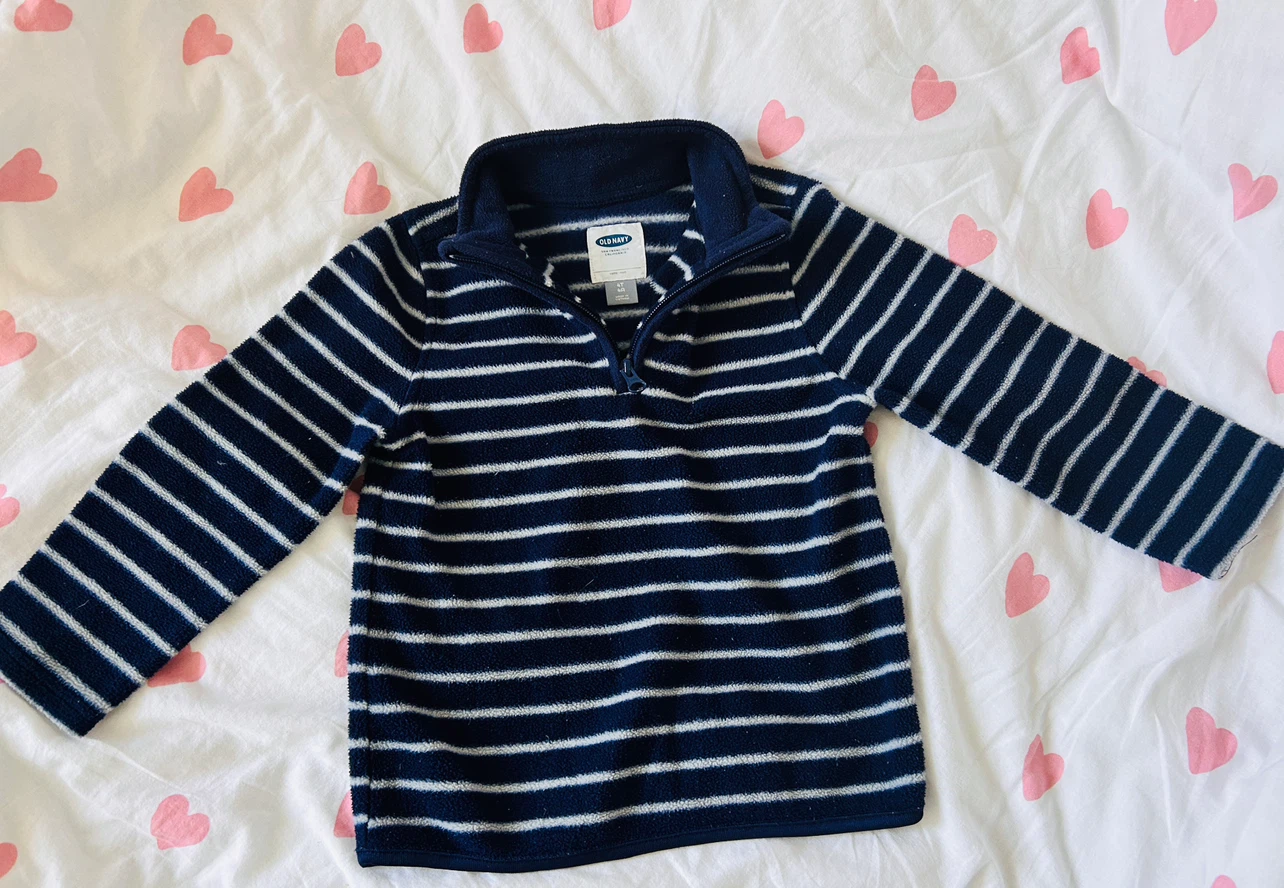 Old Navy Fleece Pullover - Navy/White Stripe - photo 2
