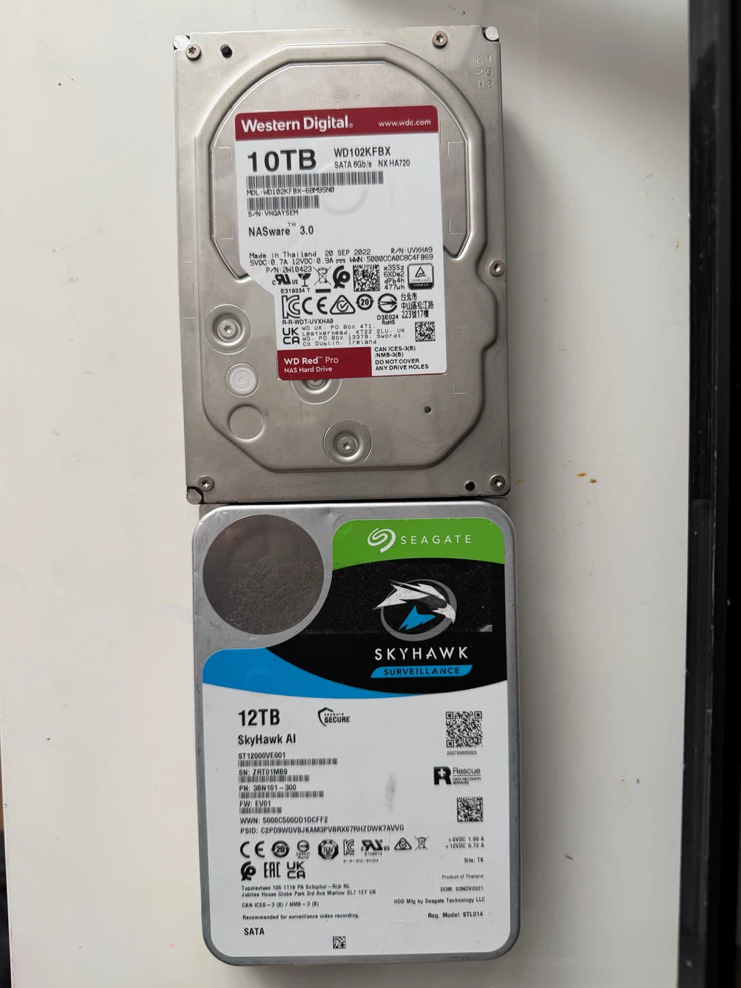 WD 10TB and Seagate 12TB Hard Drives