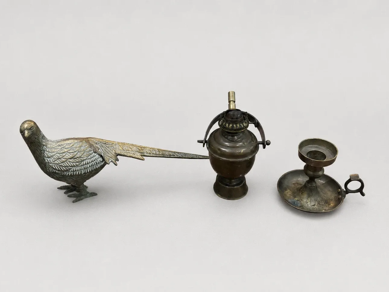 Vintage Brass Lot – Pheasant, Oil Lamp & more