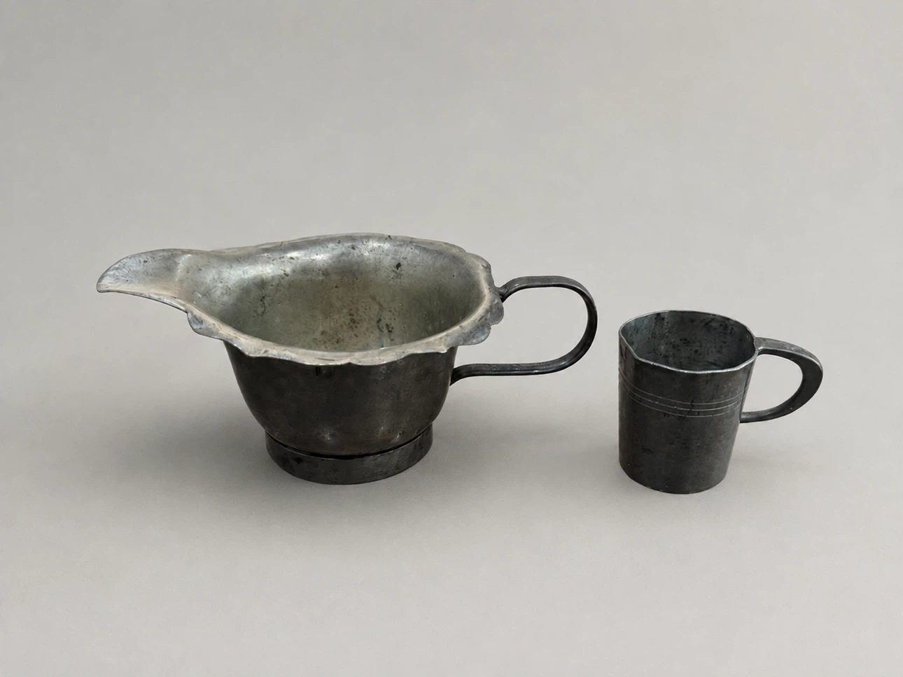 Vintage SKS Zinn Pewter Creamer & Mini Mug – German Pewter Lot