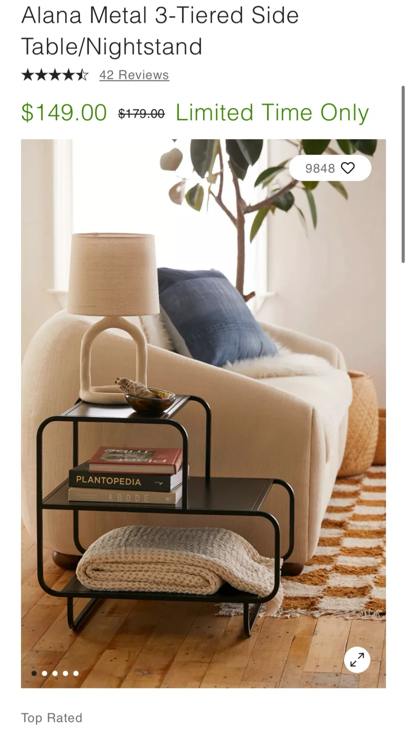 UO Alana Metal 3-Tiered Side Table