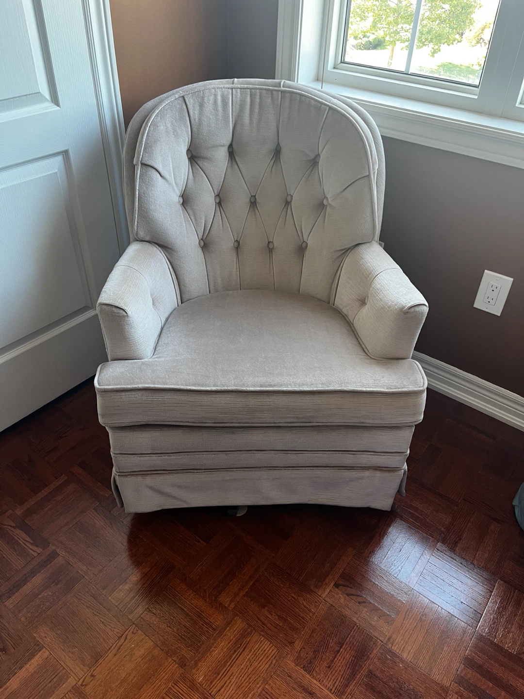 Tufted Beige Upholstered rocking chair