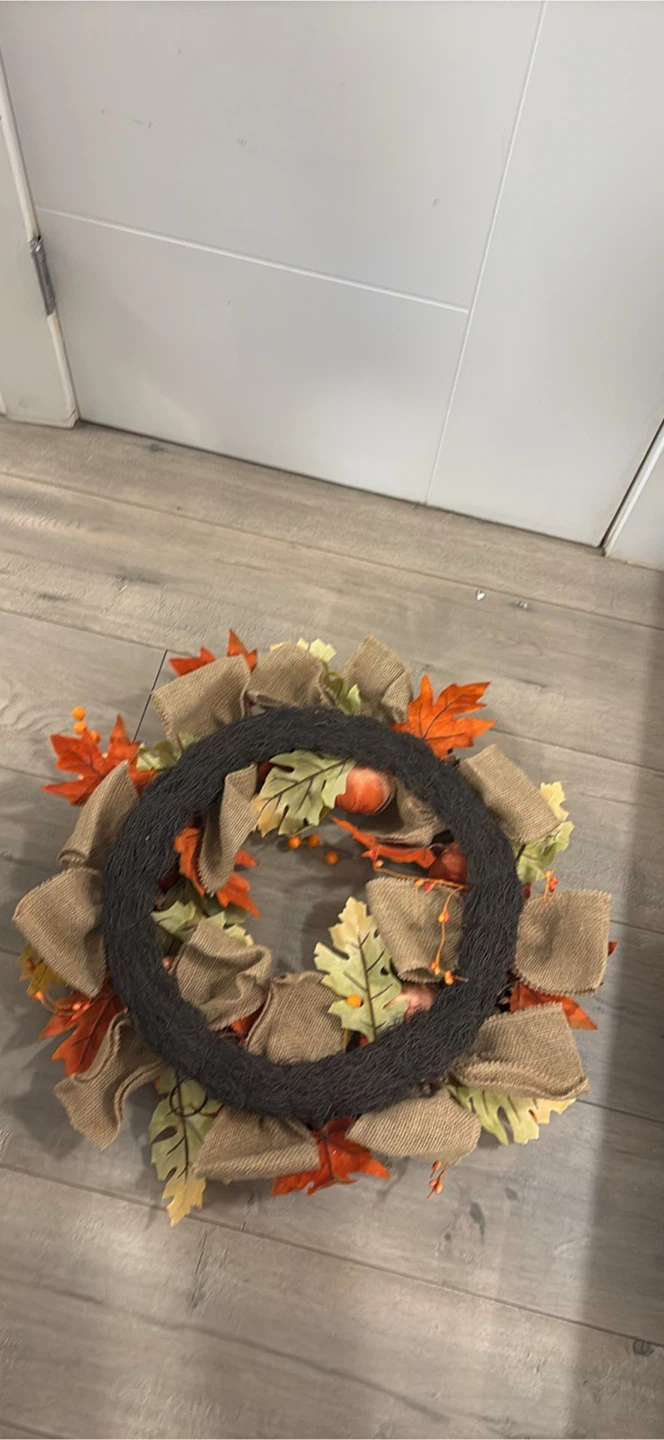Autumn Fall Pumpkin and Pinecone Wreath - photo 5