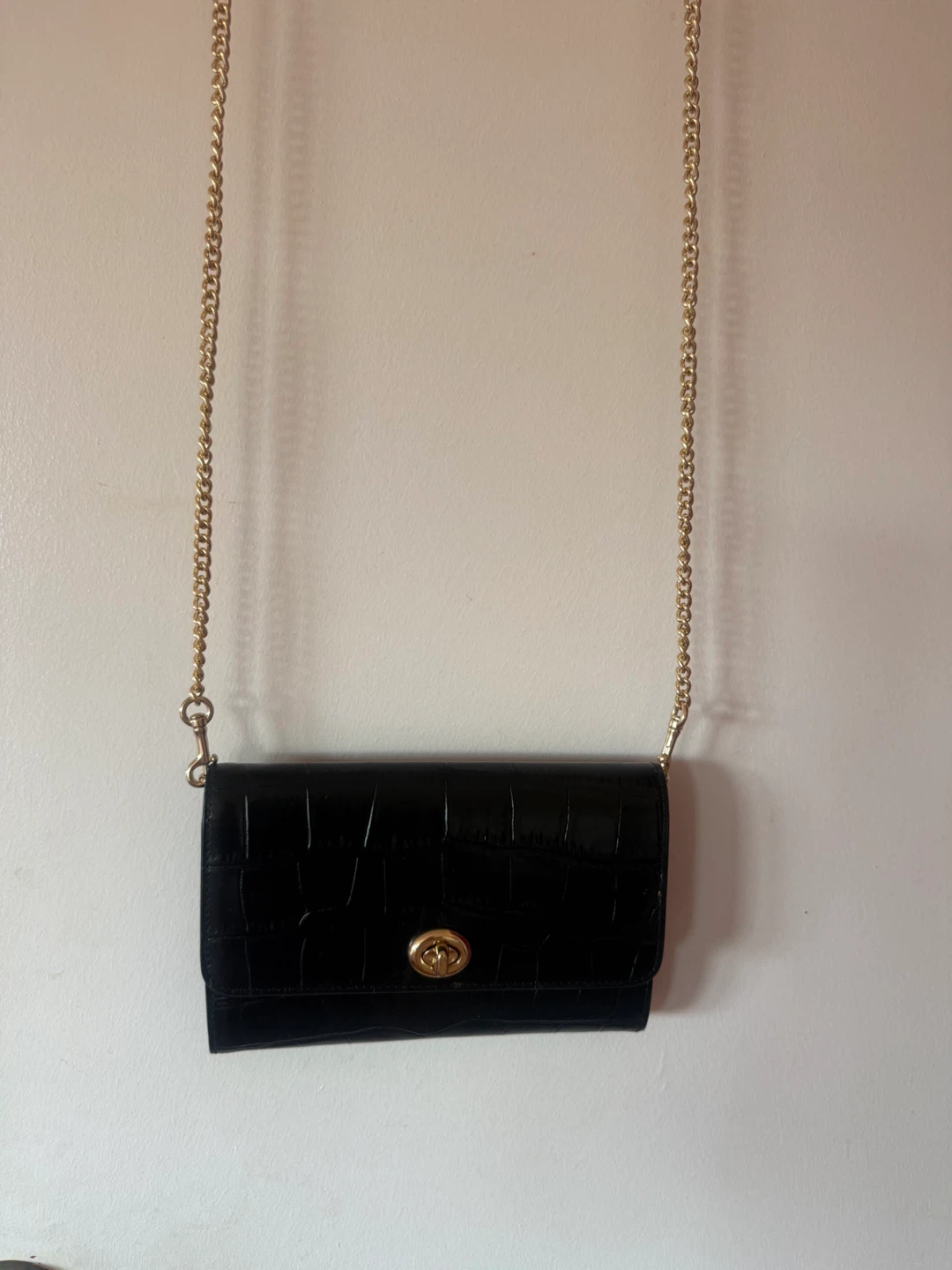 Coach Black Croc-Embossed Chain Crossbody Bag - photo 2