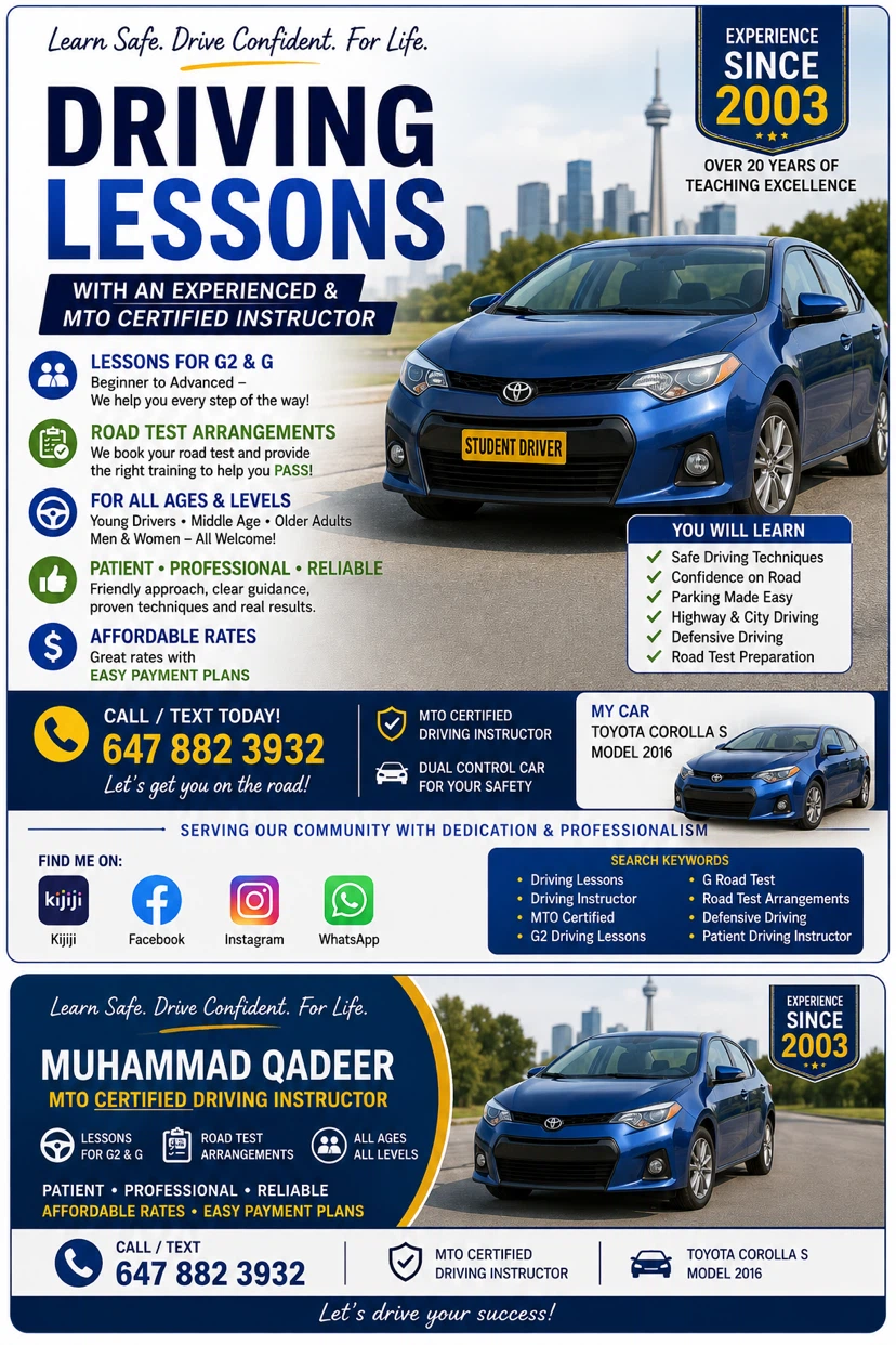 Driving instructor available