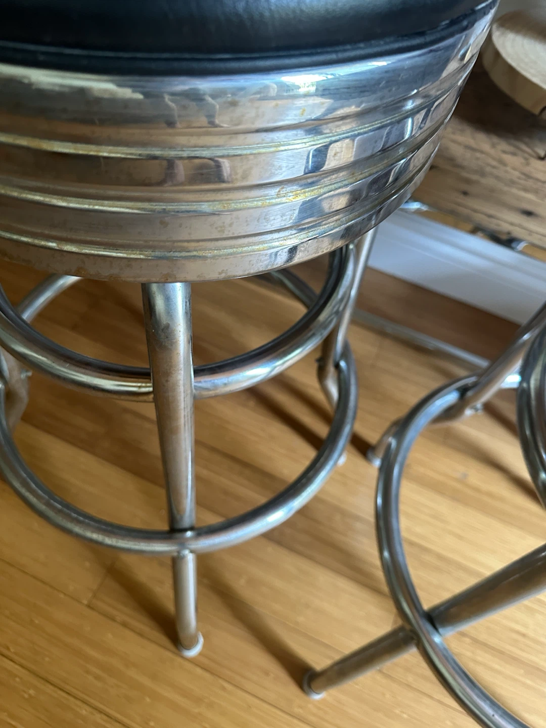 VINTAGE MCM CHROME DINER STOOLS MID CENTURY MODERN BAR HEIGHT - photo 2