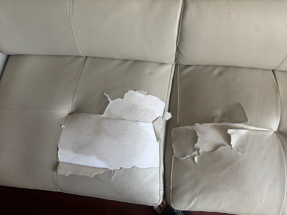 L shaped Sofa - Beige Leather - photo 2