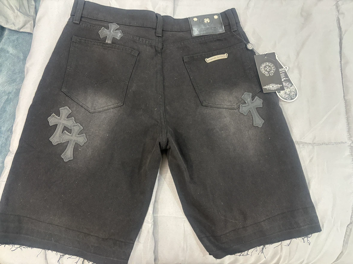 Chrome Hearts Black Denim Shorts