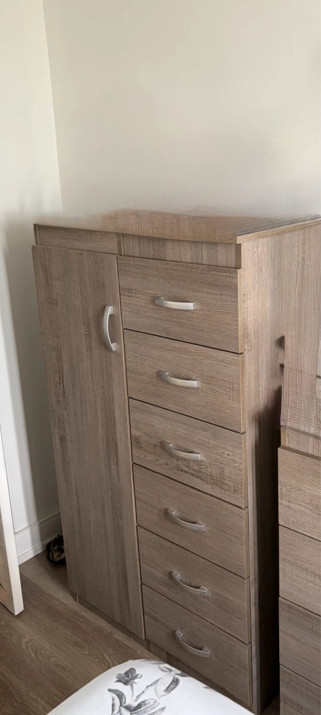 Tall Wooden Dresser with Cabinet