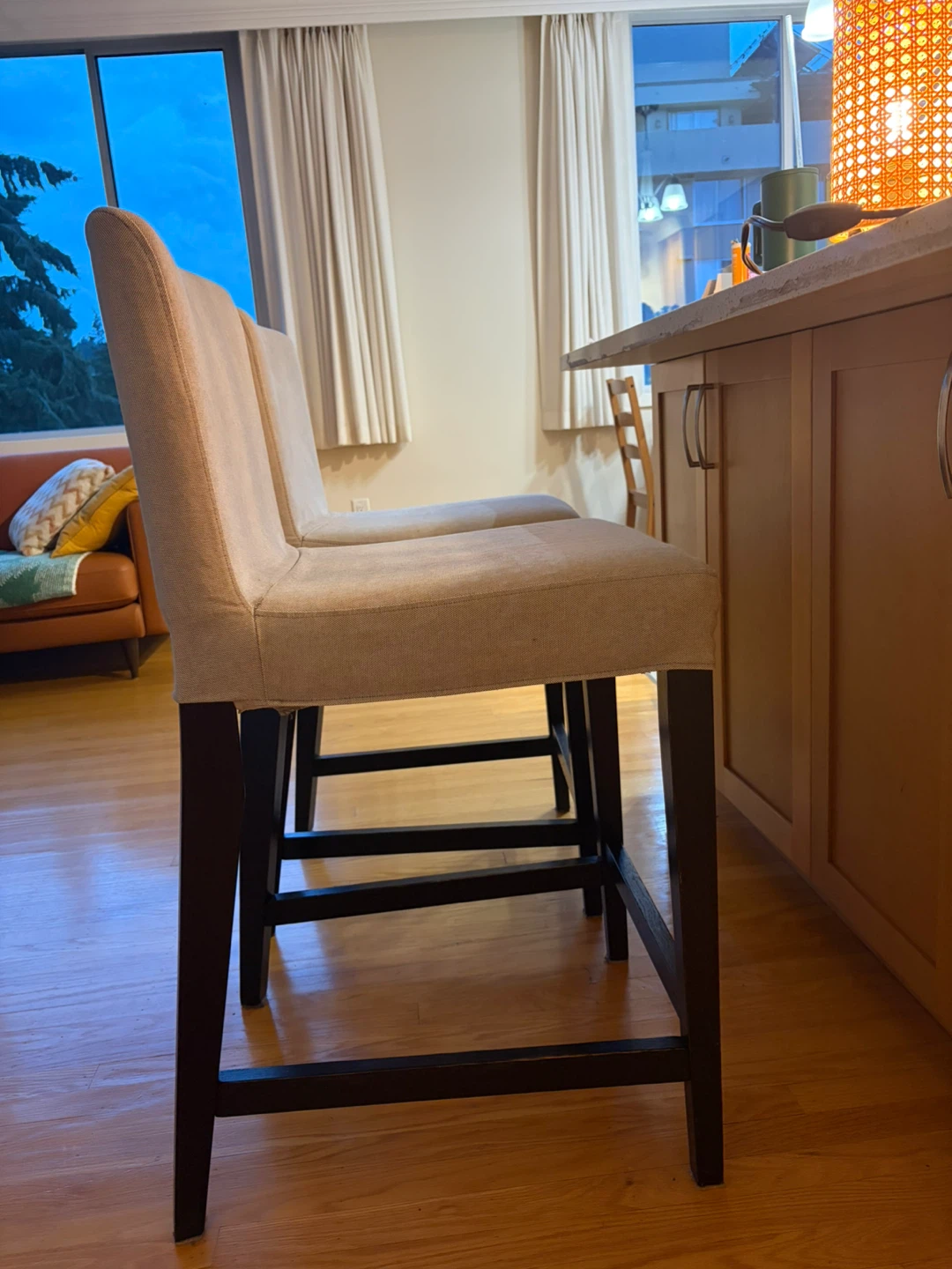 Set of 2 Upholstered Bar Stools